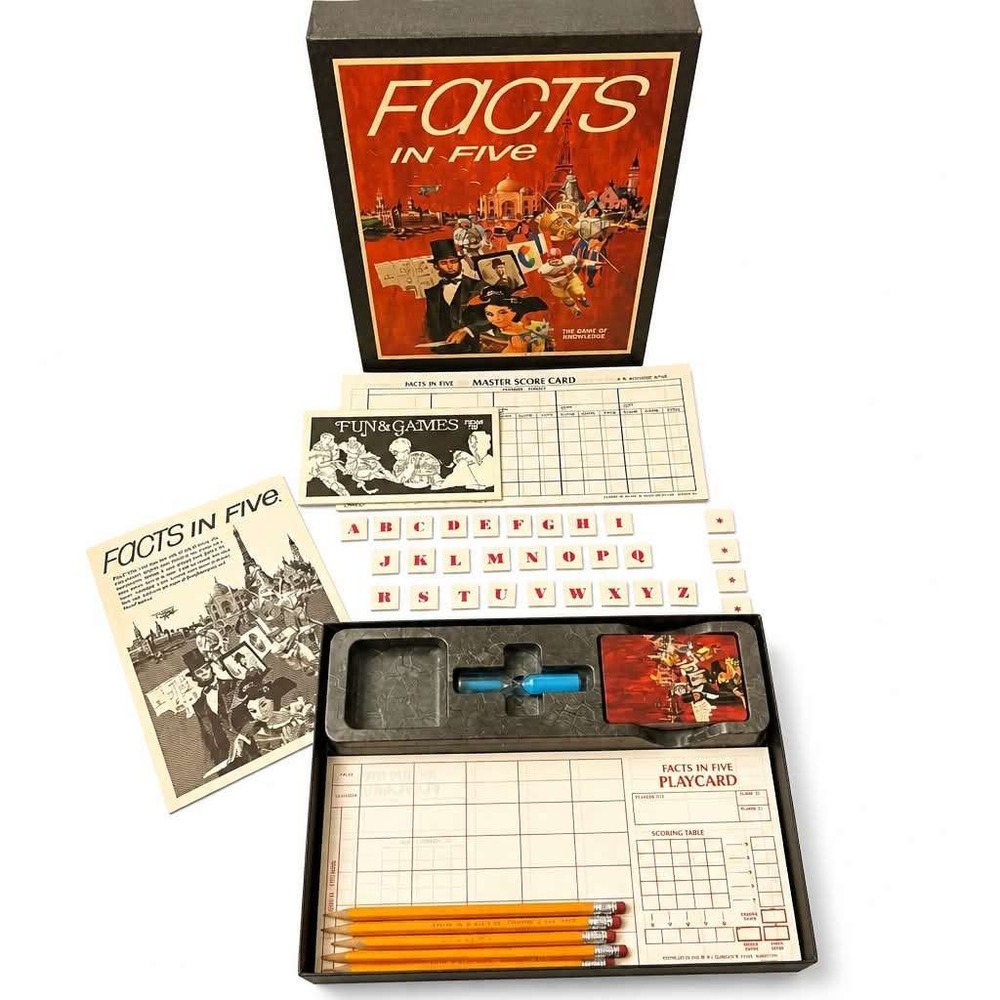 Vintage Facts in Five Board Game 3M Bookshelf Series 1967 Trivia Knowledge